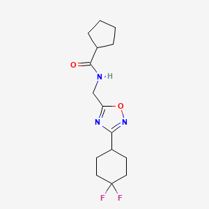 molecular formula C15H21F2N3O2 B3013227 N-((3-(4,4-difluorocyclohexyl)-1,2,4-oxadiazol-5-yl)methyl)cyclopentanecarboxamide CAS No. 2034336-56-4