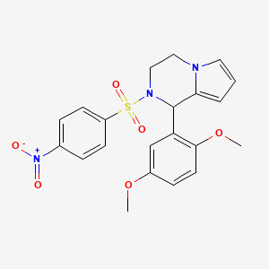 molecular formula C21H21N3O6S B3013230 1-(2,5-Dimethoxyphenyl)-2-((4-nitrophenyl)sulfonyl)-1,2,3,4-tetrahydropyrrolo[1,2-a]pyrazine CAS No. 900011-89-4