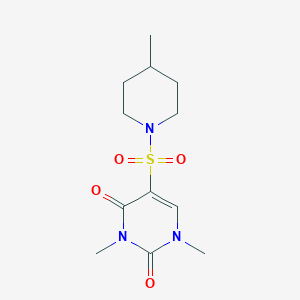 molecular formula C12H19N3O4S B3013235 1,3-Dimethyl-5-(4-methylpiperidin-1-yl)sulfonylpyrimidine-2,4-dione CAS No. 874806-62-9