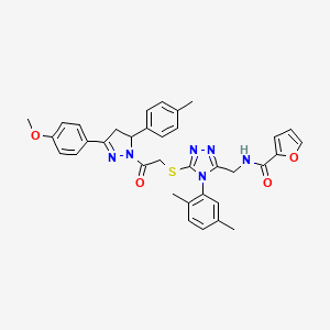 molecular formula C35H34N6O4S B3013236 N-((4-(2,5-dimethylphenyl)-5-((2-(3-(4-methoxyphenyl)-5-(p-tolyl)-4,5-dihydro-1H-pyrazol-1-yl)-2-oxoethyl)thio)-4H-1,2,4-triazol-3-yl)methyl)furan-2-carboxamide CAS No. 393586-27-1