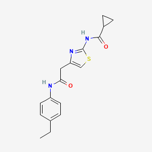 molecular formula C17H19N3O2S B3013237 N-(4-(2-((4-ethylphenyl)amino)-2-oxoethyl)thiazol-2-yl)cyclopropanecarboxamide CAS No. 921802-29-1