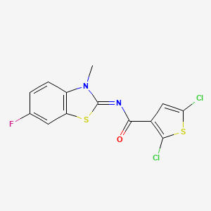 molecular formula C13H7Cl2FN2OS2 B3013239 (E)-2,5-dichloro-N-(6-fluoro-3-methylbenzo[d]thiazol-2(3H)-ylidene)thiophene-3-carboxamide CAS No. 441291-93-6