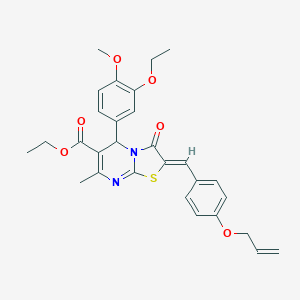 molecular formula C29H30N2O6S B301324 ethyl 2-[4-(allyloxy)benzylidene]-5-(3-ethoxy-4-methoxyphenyl)-7-methyl-3-oxo-2,3-dihydro-5H-[1,3]thiazolo[3,2-a]pyrimidine-6-carboxylate 