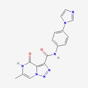 molecular formula C16H13N7O2 B3013240 N-(4-(1H-imidazol-1-yl)phenyl)-6-methyl-4-oxo-4,5-dihydro-[1,2,3]triazolo[1,5-a]pyrazine-3-carboxamide CAS No. 2176270-23-6