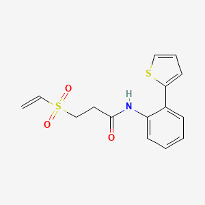 3-Ethenylsulfonyl-N-(2-thiophen-2-ylphenyl)propanamide