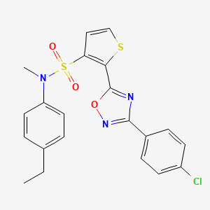 molecular formula C21H18ClN3O3S2 B3013249 2-[3-(4-chlorophenyl)-1,2,4-oxadiazol-5-yl]-N-(4-ethylphenyl)-N-methylthiophene-3-sulfonamide CAS No. 1105242-89-4