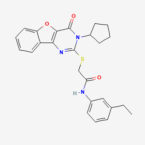 2-((3-cyclopentyl-4-oxo-3,4-dihydrobenzofuro[3,2-d]pyrimidin-2-yl)thio)-N-(3-ethylphenyl)acetamide