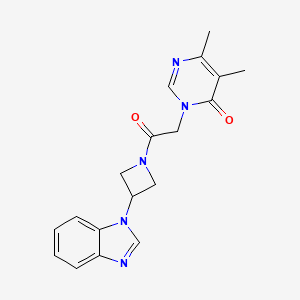 molecular formula C18H19N5O2 B3013263 3-[2-[3-(Benzimidazol-1-yl)azetidin-1-yl]-2-oxoethyl]-5,6-dimethylpyrimidin-4-one CAS No. 2380085-23-2