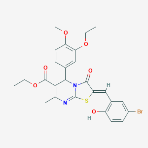 molecular formula C26H25BrN2O6S B301327 ethyl 2-(5-bromo-2-hydroxybenzylidene)-5-(3-ethoxy-4-methoxyphenyl)-7-methyl-3-oxo-2,3-dihydro-5H-[1,3]thiazolo[3,2-a]pyrimidine-6-carboxylate 