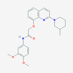 molecular formula C25H29N3O4 B3013277 N-(3,4-dimethoxyphenyl)-2-((2-(3-methylpiperidin-1-yl)quinolin-8-yl)oxy)acetamide CAS No. 921578-29-2