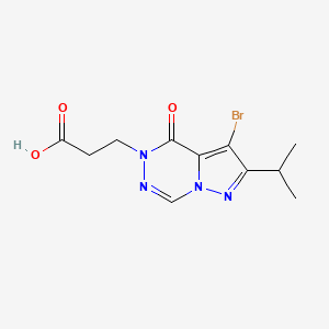 molecular formula C11H13BrN4O3 B3013290 3-[3-溴-4-氧代-2-(丙烷-2-基)吡唑并[1,5-d][1,2,4]三嗪-5(4H)-基]丙酸 CAS No. 2108407-56-1