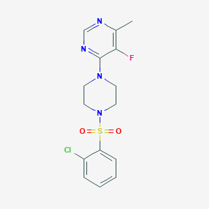 molecular formula C15H16ClFN4O2S B3013292 4-[4-(2-Chlorophenyl)sulfonylpiperazin-1-yl]-5-fluoro-6-methylpyrimidine CAS No. 2380175-63-1