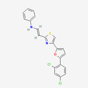 N-[(E)-2-{4-[5-(2,4-dichlorophenyl)furan-2-yl]-1,3-thiazol-2-yl}ethenyl]aniline