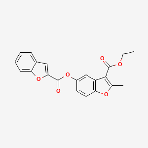 molecular formula C21H16O6 B3013299 Ethyl 5-(1-benzofuran-2-carbonyloxy)-2-methyl-1-benzofuran-3-carboxylate CAS No. 305852-82-8