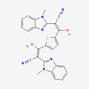 (2E,2'E)-3,3'-(thiophene-2,5-diyl)bis(2-(1-methyl-1H-benzo[d]imidazol-2(3H)-ylidene)-3-oxopropanenitrile)