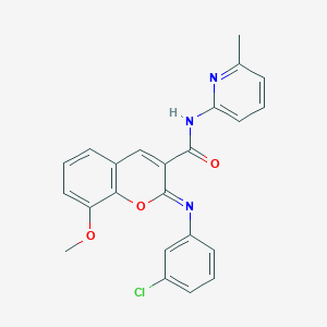 molecular formula C23H18ClN3O3 B3013310 (2Z)-2-[(3-chlorophenyl)imino]-8-methoxy-N-(6-methylpyridin-2-yl)-2H-chromene-3-carboxamide CAS No. 1327169-67-4