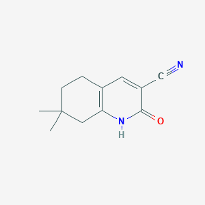 molecular formula C12H14N2O B3013312 7,7-Dimethyl-2-oxo-1,2,5,6,7,8-hexahydroquinoline-3-carbonitrile CAS No. 1370592-57-6