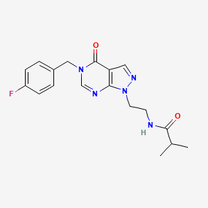 molecular formula C18H20FN5O2 B3013331 N-(2-(5-(4-fluorobenzyl)-4-oxo-4,5-dihydro-1H-pyrazolo[3,4-d]pyrimidin-1-yl)ethyl)isobutyramide CAS No. 922083-33-8