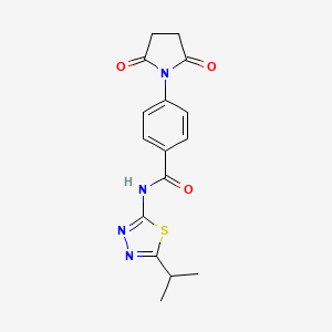 molecular formula C16H16N4O3S B3013332 4-(2,5-dioxopyrrolidin-1-yl)-N-(5-isopropyl-1,3,4-thiadiazol-2-yl)benzamide CAS No. 392243-28-6