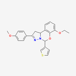 molecular formula C23H22N2O3S B3013336 7-ethoxy-2-(4-methoxyphenyl)-5-(thiophen-3-yl)-5,10b-dihydro-1H-benzo[e]pyrazolo[1,5-c][1,3]oxazine CAS No. 900003-39-6
