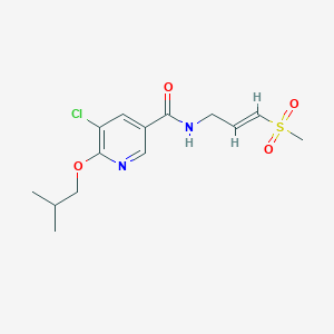 molecular formula C14H19ClN2O4S B3013347 5-Chloro-6-(2-methylpropoxy)-N-[(E)-3-methylsulfonylprop-2-enyl]pyridine-3-carboxamide CAS No. 2305571-58-6