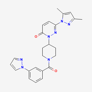 molecular formula C24H25N7O2 B3013349 6-(3,5-Dimethylpyrazol-1-yl)-2-[1-(3-pyrazol-1-ylbenzoyl)piperidin-4-yl]pyridazin-3-one CAS No. 2380041-31-4