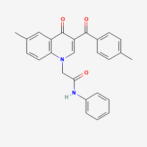 molecular formula C26H22N2O3 B3013363 2-[6-methyl-3-(4-methylbenzoyl)-4-oxoquinolin-1-yl]-N-phenylacetamide CAS No. 898344-39-3
