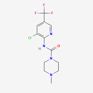 molecular formula C12H14ClF3N4O B3013370 N-[3-chloro-5-(trifluoromethyl)pyridin-2-yl]-4-methylpiperazine-1-carboxamide CAS No. 2061356-99-6