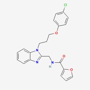 molecular formula C22H20ClN3O3 B3013379 N-({1-[3-(4-chlorophenoxy)propyl]benzimidazol-2-yl}methyl)-2-furylcarboxamide CAS No. 920116-55-8