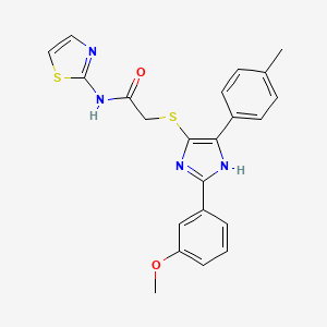 molecular formula C22H20N4O2S2 B3013383 2-((2-(3-甲氧基苯基)-5-(对甲苯基)-1H-咪唑-4-基)硫代)-N-(噻唑-2-基)乙酰胺 CAS No. 901258-71-7