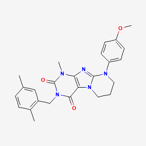 molecular formula C25H27N5O3 B3013398 3-[(2,5-dimethylphenyl)methyl]-9-(4-methoxyphenyl)-1-methyl-7,8-dihydro-6H-purino[7,8-a]pyrimidine-2,4-dione CAS No. 847856-27-3