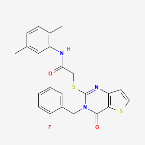 molecular formula C23H20FN3O2S2 B3013402 N-(2,5-dimethylphenyl)-2-{[3-(2-fluorobenzyl)-4-oxo-3,4-dihydrothieno[3,2-d]pyrimidin-2-yl]sulfanyl}acetamide CAS No. 1252820-91-9