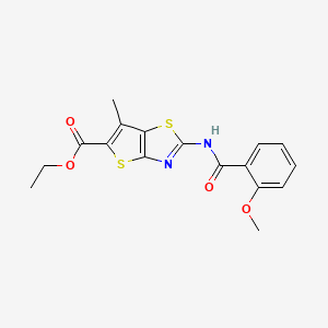 molecular formula C17H16N2O4S2 B3013408 Ethyl 2-(2-methoxybenzamido)-6-methylthieno[2,3-d]thiazole-5-carboxylate CAS No. 681157-44-8