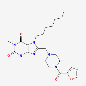 8-((4-(furan-2-carbonyl)piperazin-1-yl)methyl)-7-heptyl-1,3-dimethyl-1H-purine-2,6(3H,7H)-dione