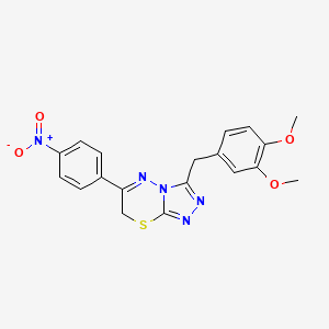 molecular formula C19H17N5O4S B3013413 3-(3,4-dimethoxybenzyl)-6-(4-nitrophenyl)-7H-[1,2,4]triazolo[3,4-b][1,3,4]thiadiazine CAS No. 898635-98-8