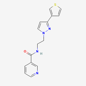 molecular formula C15H14N4OS B3013415 N-(2-(3-(thiophen-3-yl)-1H-pyrazol-1-yl)ethyl)nicotinamide CAS No. 2034259-75-9