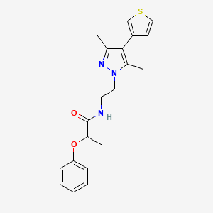 molecular formula C20H23N3O2S B3013420 N-(2-(3,5-dimethyl-4-(thiophen-3-yl)-1H-pyrazol-1-yl)ethyl)-2-phenoxypropanamide CAS No. 2034510-48-8