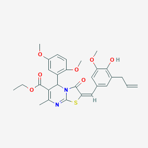 molecular formula C29H30N2O7S B301343 ethyl 2-(3-allyl-4-hydroxy-5-methoxybenzylidene)-5-(2,5-dimethoxyphenyl)-7-methyl-3-oxo-2,3-dihydro-5H-[1,3]thiazolo[3,2-a]pyrimidine-6-carboxylate 