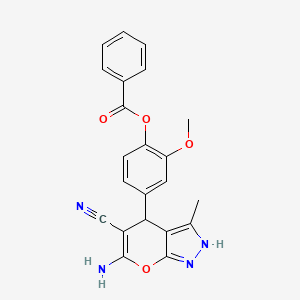 4-(6-Amino-5-cyano-3-methyl-1,4-dihydropyrano[2,3-c]pyrazol-4-yl)-2-methoxyphenyl benzoate