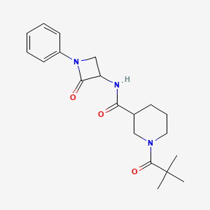 1-(2,2-dimethylpropanoyl)-N-(2-oxo-1-phenylazetidin-3-yl)piperidine-3-carboxamide