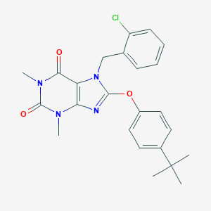 molecular formula C24H25ClN4O3 B301347 8-(4-tert-butylphenoxy)-7-(2-chlorobenzyl)-1,3-dimethyl-3,7-dihydro-1H-purine-2,6-dione 