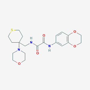 molecular formula C20H27N3O5S B3013470 N'-(2,3-Dihydro-1,4-benzodioxin-6-yl)-N-[(4-morpholin-4-ylthian-4-yl)methyl]oxamide CAS No. 2380191-92-2