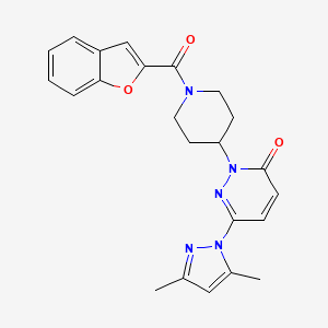 molecular formula C23H23N5O3 B3013472 2-[1-(1-Benzofuran-2-carbonyl)piperidin-4-yl]-6-(3,5-dimethylpyrazol-1-yl)pyridazin-3-one CAS No. 2379978-81-9