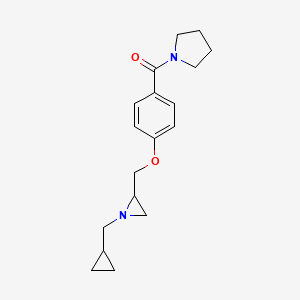 molecular formula C18H24N2O2 B3013476 [4-[[1-(Cyclopropylmethyl)aziridin-2-yl]methoxy]phenyl]-pyrrolidin-1-ylmethanone CAS No. 2418647-81-9