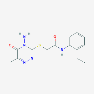 molecular formula C14H17N5O2S B3013514 2-[(4-氨基-6-甲基-5-氧代-1,2,4-三嗪-3-基)硫代]-N-(2-乙基苯基)乙酰胺 CAS No. 886966-26-3