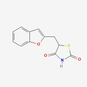 molecular formula C12H9NO3S B3013520 5-(1-苯并呋喃-2-基甲基)-1,3-噻唑烷-2,4-二酮 CAS No. 866042-26-4
