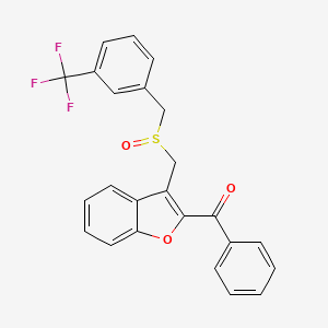 molecular formula C24H17F3O3S B3013528 Phenyl[3-({[3-(trifluoromethyl)benzyl]sulfinyl}methyl)-1-benzofuran-2-yl]methanone CAS No. 955976-32-6