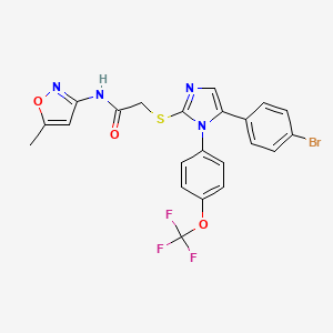 molecular formula C22H16BrF3N4O3S B3013531 2-((5-(4-溴苯基)-1-(4-(三氟甲氧基)苯基)-1H-咪唑-2-基)硫代)-N-(5-甲基异恶唑-3-基)乙酰胺 CAS No. 1226434-05-4