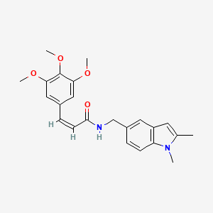 molecular formula C23H26N2O4 B3013535 (Z)-N-((1,2-二甲基-1H-吲哚-5-基)甲基)-3-(3,4,5-三甲氧基苯基)丙烯酰胺 CAS No. 1164484-11-0