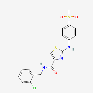 molecular formula C18H16ClN3O3S2 B3013542 N-(2-chlorobenzyl)-2-((4-(methylsulfonyl)phenyl)amino)thiazole-4-carboxamide CAS No. 1172349-18-6